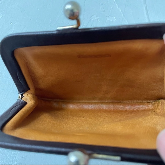 Vintage Coach Mahogany Leather Kisslock Coin Wallet Pouch - Picture 4 of 11